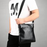 men college student shoulder bag black cross body side bags for boys