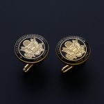high quality gold plating metal logo coat epoxy cufflink clasps,lawyer cufflink findings
